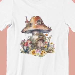 Gnome Mushroom Cottage Shirt, Fantasy Tee, Cottagecore Shirt, Goblincore