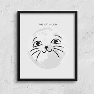The Cat Moon Wall Print, Digital Download Print, Wall Decor, Digital Wall Art, Large Printable Art