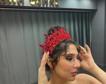 Red Quinceanera Crown: Bridal Wedding Tiara