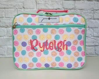 Kids Personalized Monogrammed Lunch Box | Children's Insulated Lunch Bag | Custom Embroidered lunch Tote | Toddler Lunchbox | Gift for Girls