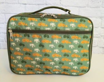 Kid's Personalized Monogrammed Lunch Box | Children's Insulated Lunch Bag | Custom Embroidered Lunch Tote | Toddler Snack Bag | Bulldozer