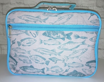 Kids Personalized Monogrammed Lunch Box | Children's  Insulated Lunch Bag | Custom Embroidered Lunch Tote | Toddler Snack Bag | Fish Design