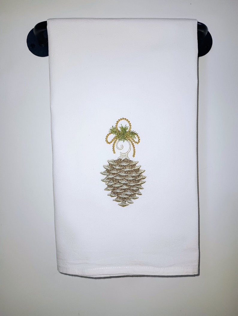 Embroidered Christmas Flour Sack Towel, Winter Holiday Tea Towel, Xmas