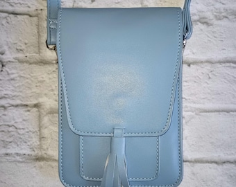 Monogrammed Vegan Leather Crossbody Bag, RFID Protected Phone Case