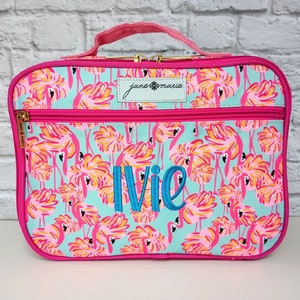 Kids Personalized Monogrammed Lunch Box | Children&#39;s Insulated Lunch Bag | Custom Embroidered lunch Tote | Toddler Lunchbox | Gift for Girls