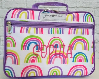 Kids Personalized Monogrammed Lunch Box | Children's Insulated Lunch Bag | Custom Embroidered lunch Tote | Toddler Snack Bag | Rainbows