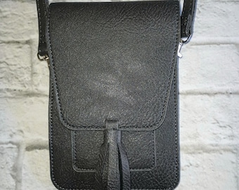 Monogrammed Vegan Leather Crossbody Cell Phone Bag with RFID