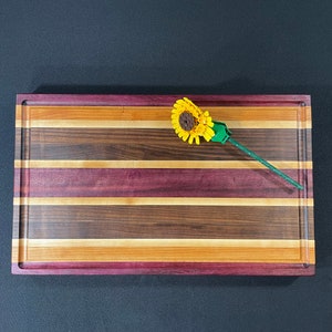 Exotic Wood Cutting Chopping Butcher Board Purpleheart, Cherry, White Maple, White Maple, Walnut