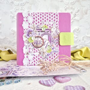 Handmade Photo Album - Romantic Vintage Style, Pop-Up Pages, Fabric-Covered, Memory Book Gift for Her, Wedding, Birthday
