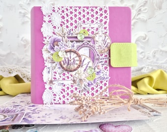 Handmade Photo Album - Romantic Vintage Style, Pop-Up Pages, Fabric-Covered, Memory Book, personalized scrapbook album