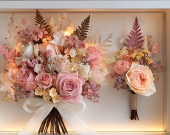 Wedding Bouquet Preservation, Flower Preservation, Framed Bouquet Preservation, Custom Bridal Flowers, Art, Wedding Gift Keepsake Light Box