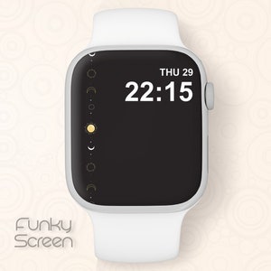 Sfondo dell'orologio celeste, sfondo del quadrante delle fasi solari e lunari, sfondo dell'orologio nero, download istantaneo dello sfondo dell'iwatch delle fasi lunari