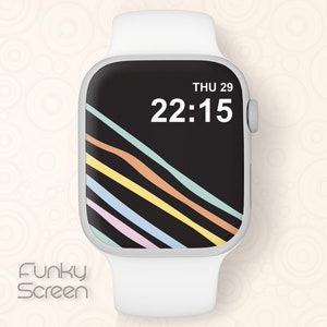 Sfondo colorato per Apple Watch Quadrante di Apple Watch sfondo nero Sfondo per Smartwatch Sfondo arcobaleno moderno Download istantaneo di arte digitale