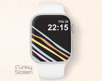 Colorful Apple Watch Wallpaper Apple Watch Face black background Smartwatch Wallpaper Modern Rainbow Wallpaper digital art instant download