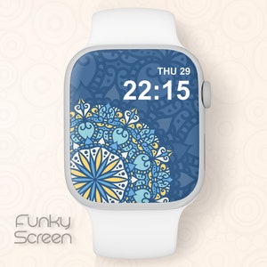Apple Watch face mandala indigo honeycomb Apple Watch wallpaper Smart watch screen Wallpaper mandala for iWatch face digital download