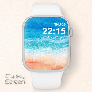 Apple Watch Wallpaper Beach painting Apple Watch Face abstract smartwatch Background beige blue instant download digital art watch Wallpaper