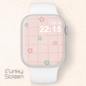 Sfondo rosa per smartwatch Sfondo per quadrante Apple Watch Design con piccoli fiori Sfondo per iWatch Fiori rosa Download immediato Download digitale
