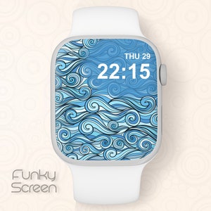 Wellen Smartwatch Wallpaper Blau Swirl Apple Watch Face Art Design Smartwatch Wallpaper Wellen Design iWatch Blauer Hintergrund downloadbare Datei