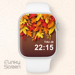 Autumn Watch Wallpaper, Fall Apple Watch Face Wallpaper Autumn leaves iWatch face design Autumn watch Background fall decor instant download