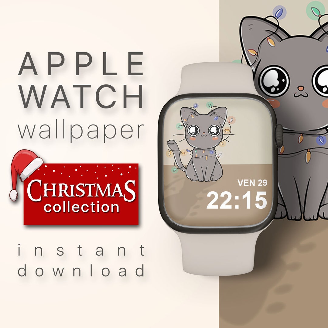 Christmas Lights Watch Face Cute Cat Smart Watch Screen Etsy