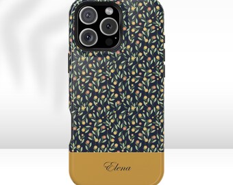 Boho Floral iPhone Case: Personalized Custom Name Tough Cover