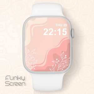 Smartwatch Quadrante floreale rosa Sfondo di Apple Watch Fiori Line art Quadrante di Apple Watch Fiore minimale Sfondo di file di immagini digitali