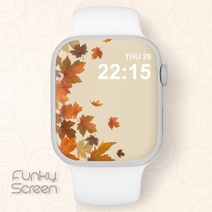 Fall Apple Watch Face Wallpaper Autumn leaves Apple Watch Face digital Fall leaves Smartwatch screen Autumn colors Apple iWatch Background