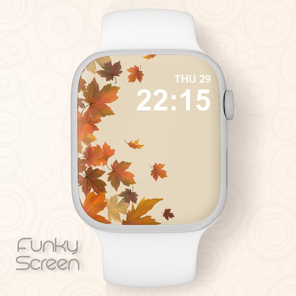 Fall Apple Watch Face Wallpaper Autumn leaves Apple Watch Face digital Fall leaves Smartwatch screen Autumn colors Apple iWatch Background
