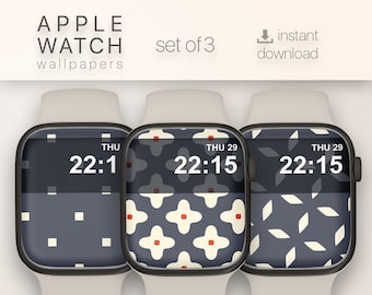 Apple Watch Wallpapers Bundle, Doodle pattern Apple Watch Faces Watch Background Apple Watch face geometric design Japandi watch face bundle