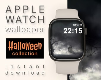 Halloween Apple Watch Face Spooky Graveyard Apple Watch Wallpaper Smartwatch Halloween Gothic art digital download Halloween Apple Wallpaper