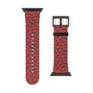 Halloween Apple Watch band, Red Halloween Apple Watch Strap, Smartwatch Strap Halloween iWatch Band, Watchband for Halloween, red black bats