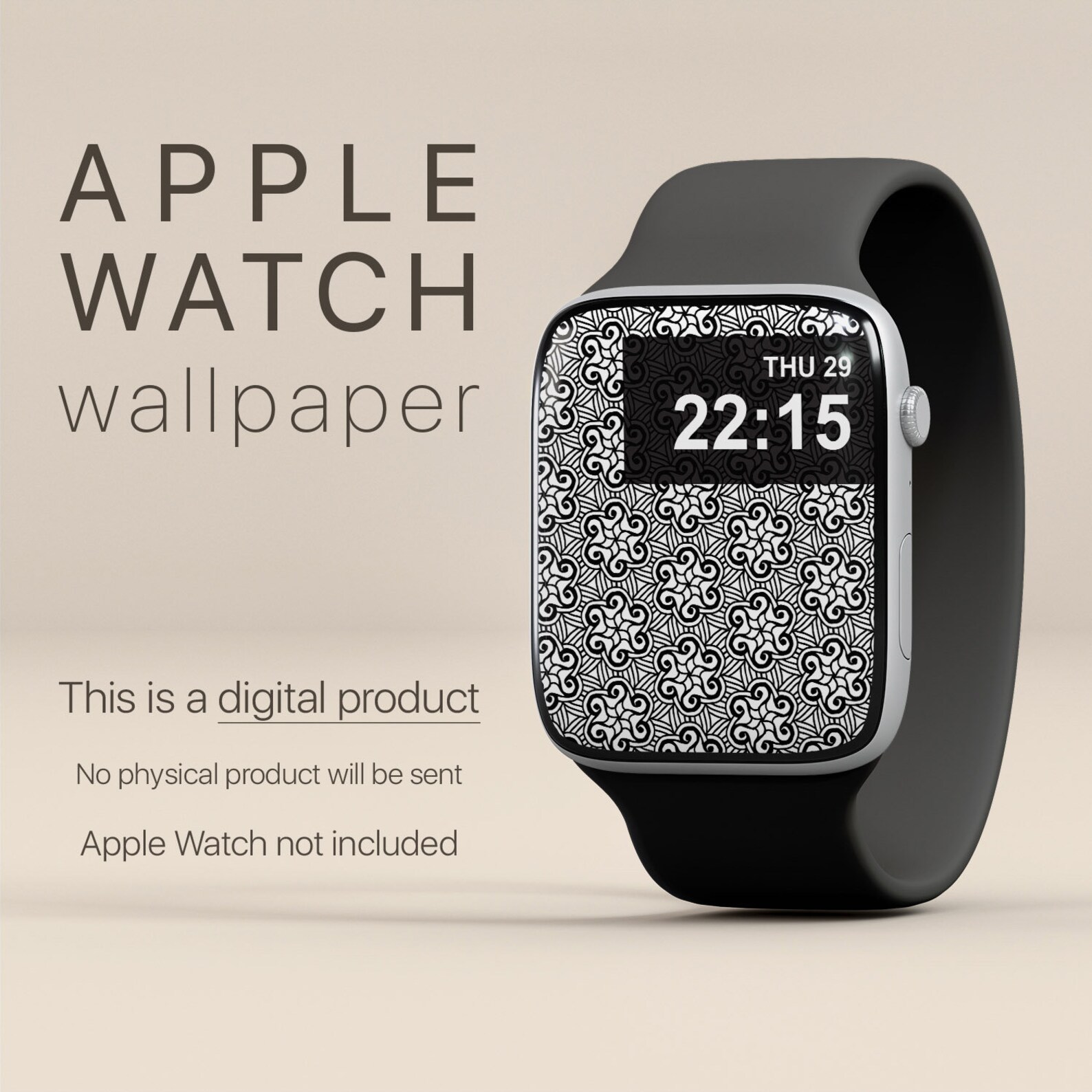 Smartwatch Wallpaper Apple Watch Face Black and White Apple Etsy