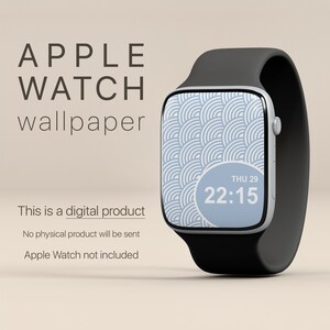 May include: A digital wallpaper for an Apple Watch with a blue and white geometric pattern. The time is displayed as 22:15 with the date as THU 29.