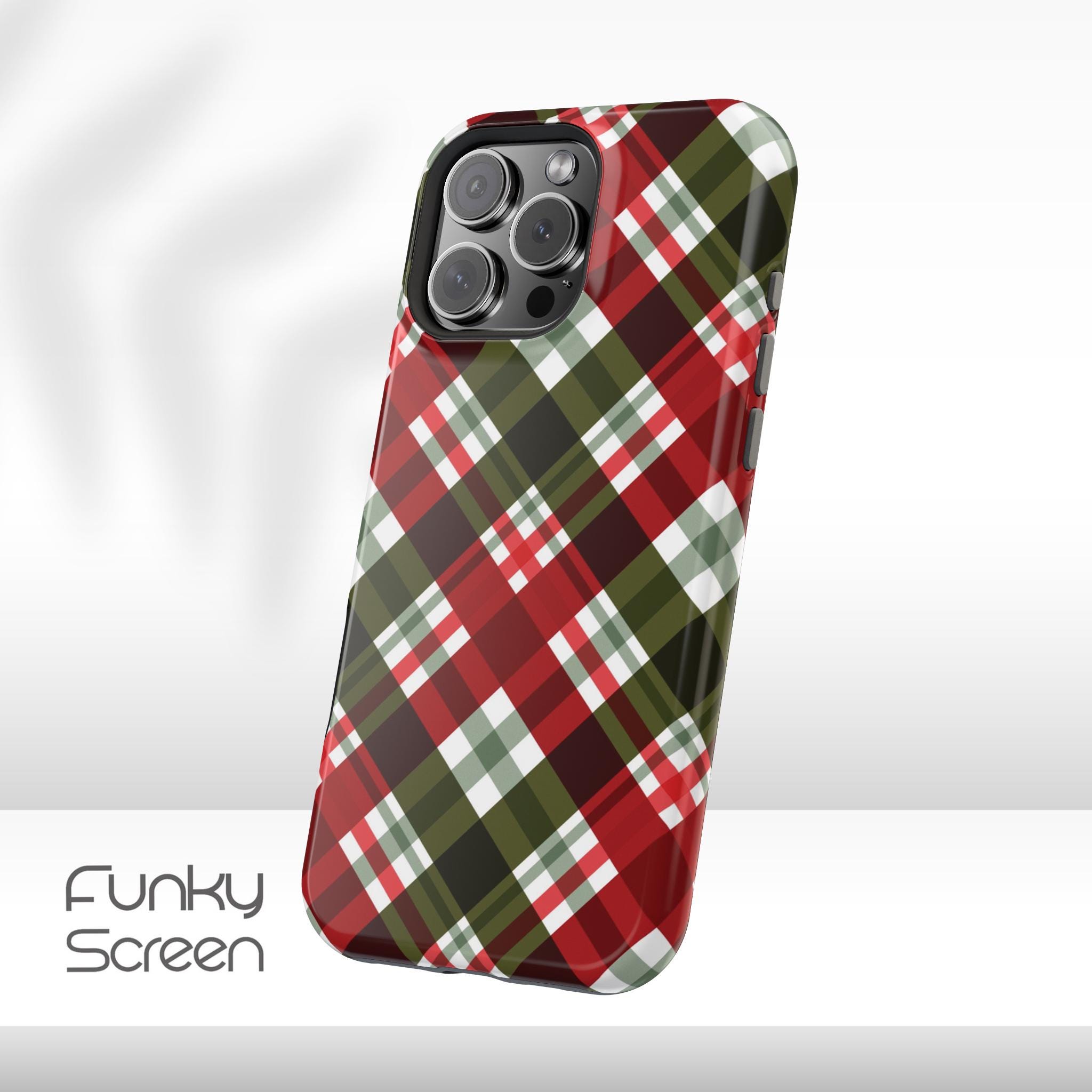 Christmas Plaid iPhone Case, Xmas Phone Cover for iPhone 17 16 15