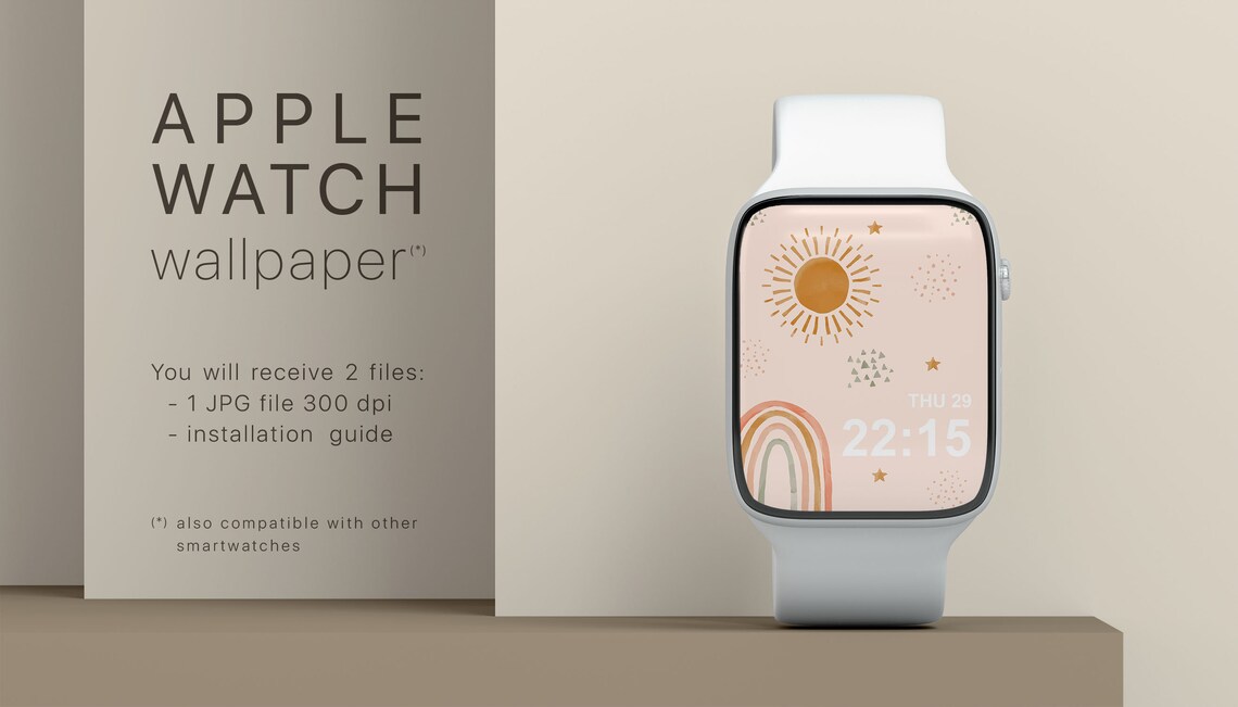 Rainbow Wallpaper for Smartwatch Boho Sun Apple Watch Face Etsy