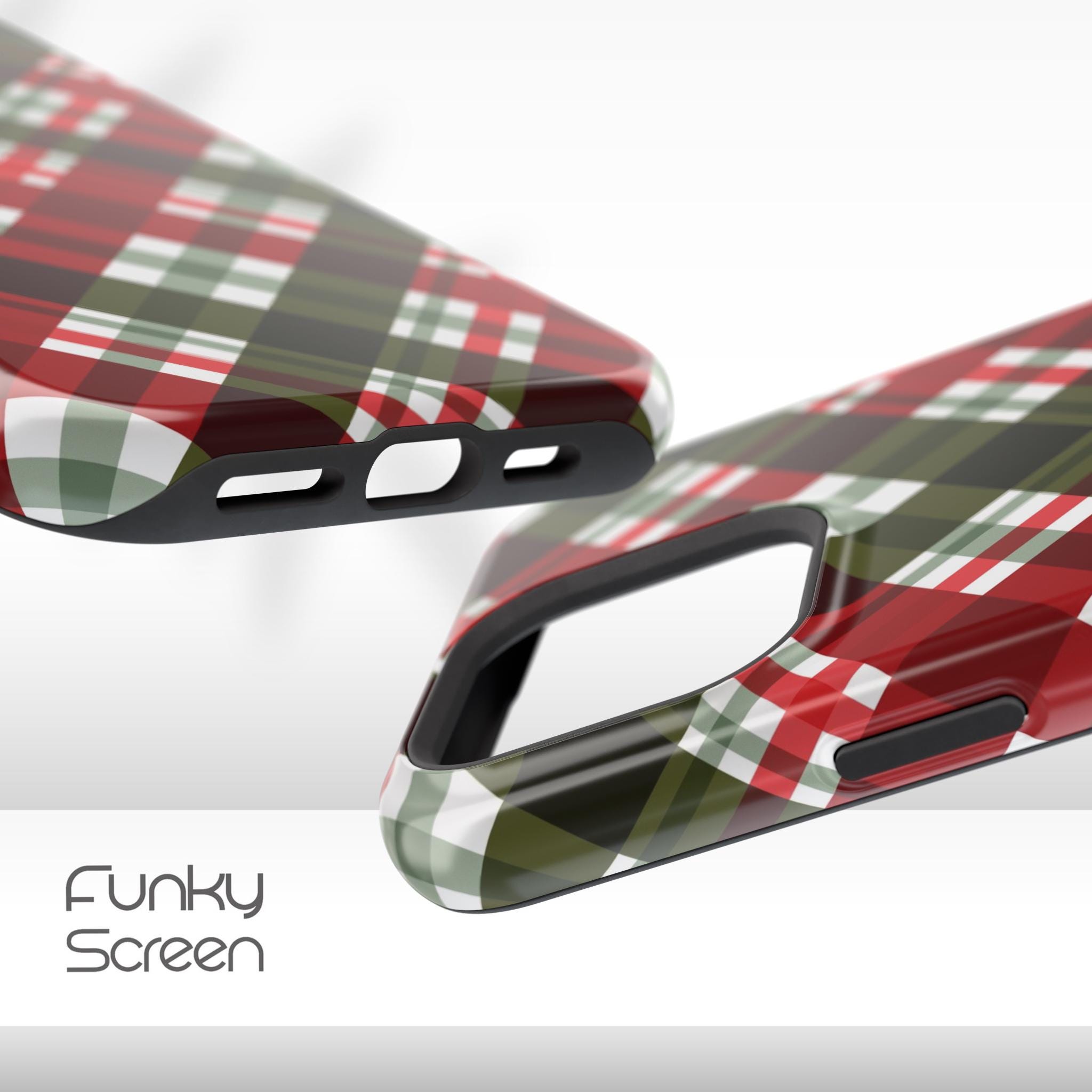 Christmas Plaid iPhone Case, Xmas Phone Cover for iPhone 17 16 15
