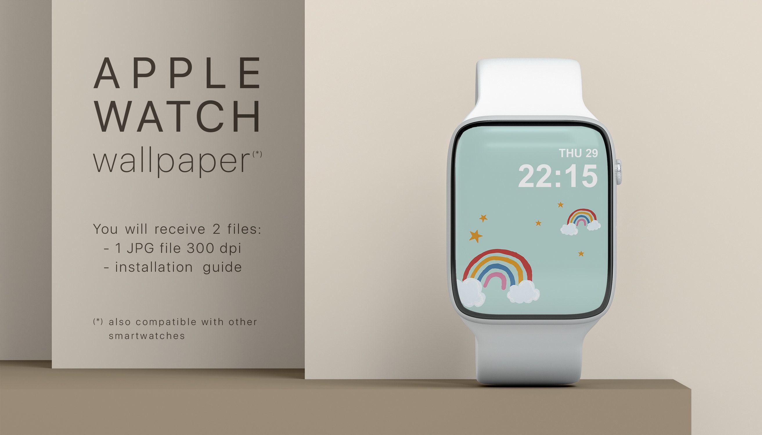 Rainbow Iwatch Wallpaper for Apple Watch Face Colorful Etsy