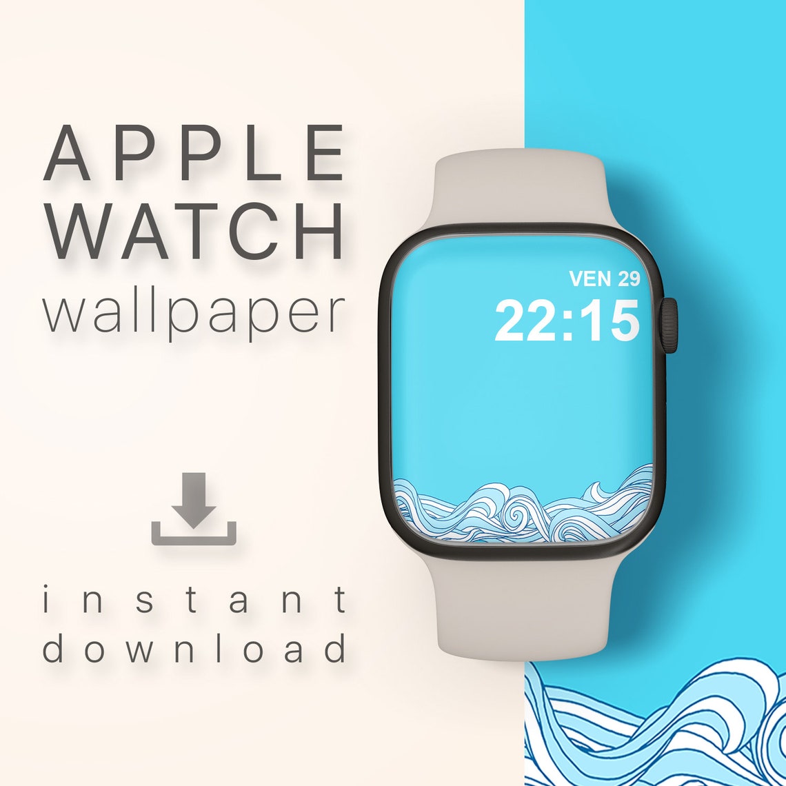 Modern Apple Watch Smartwatch Wallpaper Blue Apple Watch Face Etsy