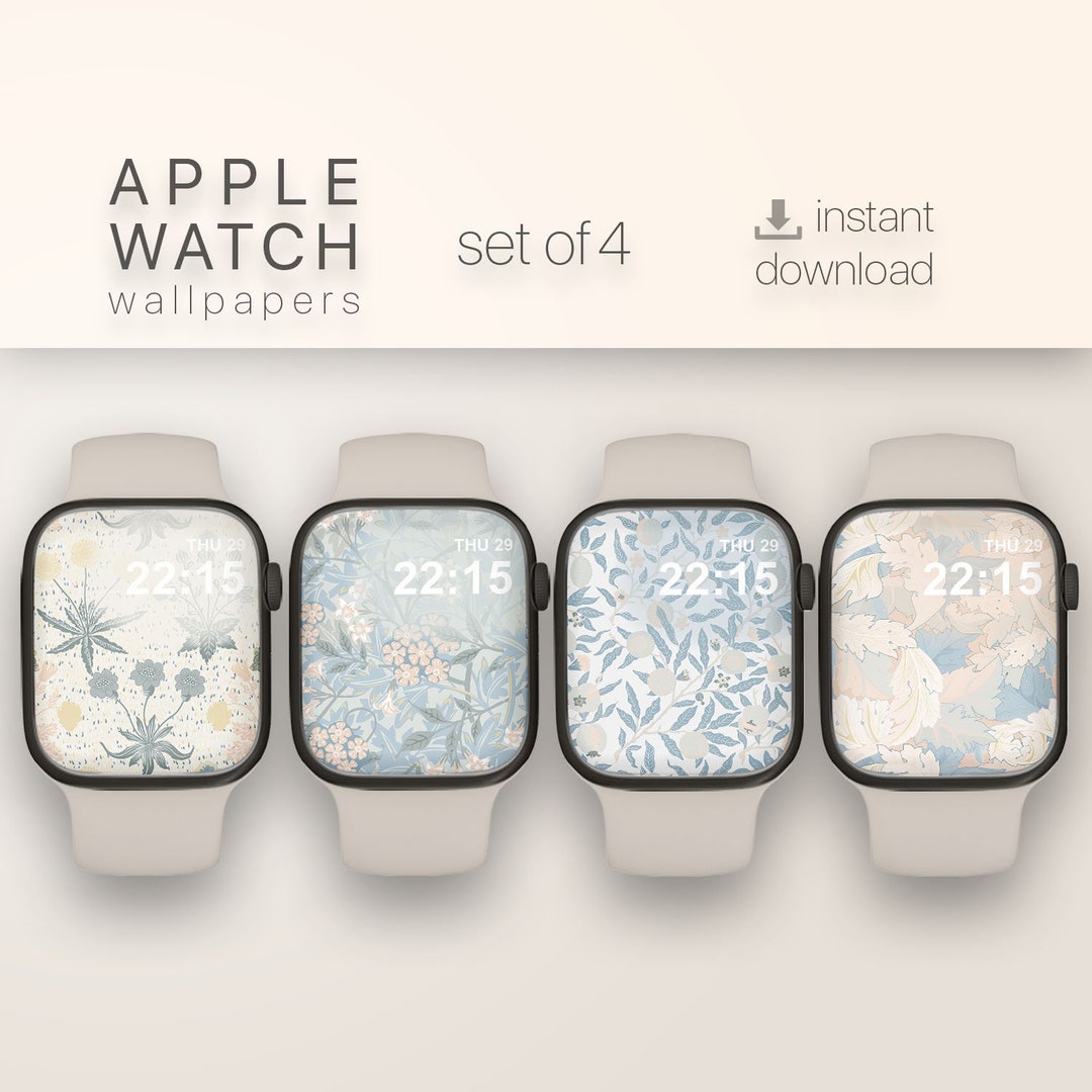Neutral Floral Watch Wallpapers Bundle Iwatch Face Cover Set Etsy