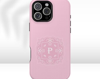 Etui na iPhone'a z monogramem w kolorze różowym: spersonalizowana obudowa telefonu z inicjałem