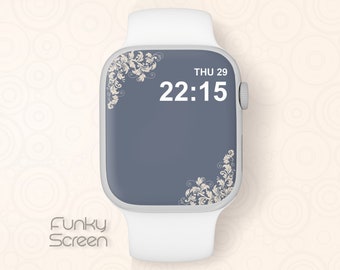 Ver fondo de pantalla Apple Watch Face Art Nouveau Floral Fondo adornado para Smartwatch Pantalla Gris Azul iWatch face vintage wallpaper descargar