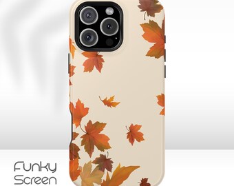 Fall Leaves iPhone Case, Autumn phone case for iPhone 17 16 15 14 13 12 11 Magsafe tough slim matte gloss autumn cases, fall aesthetic case