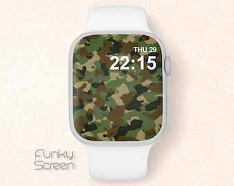 Military Camo Apple Watch Face Wallpaper Camouflage Smart Watch Wallpaper Army Apple watch Background digital download Military camo pattern