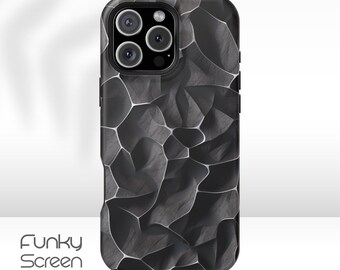 Abstract Anthracite Textured Art Phone Cover, Stylish iPhone case, Minimalist iPhone 16 Accessories, Sleek Dark iPhone 16 15 14 13 12 case