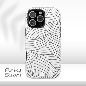 Modern monochrome stripe iPhone case, Minimalist geometric Line Black White Design Nordic Scandi Style MagSafe iphone 16 15 14 13 12 11 case