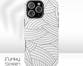 Modern monochrome stripe iPhone case, Minimalist geometric Line Black White Design Nordic Scandi Style MagSafe iphone 16 15 14 13 12 11 case
