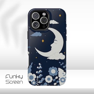 Crescent Moon iPhone Case: Sleeping Moon Celestial Night Sky