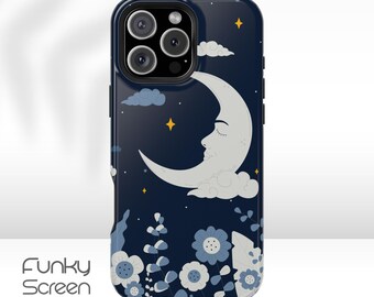 Crescent Moon iPhone Case: Sleeping Moon Celestial Night Sky