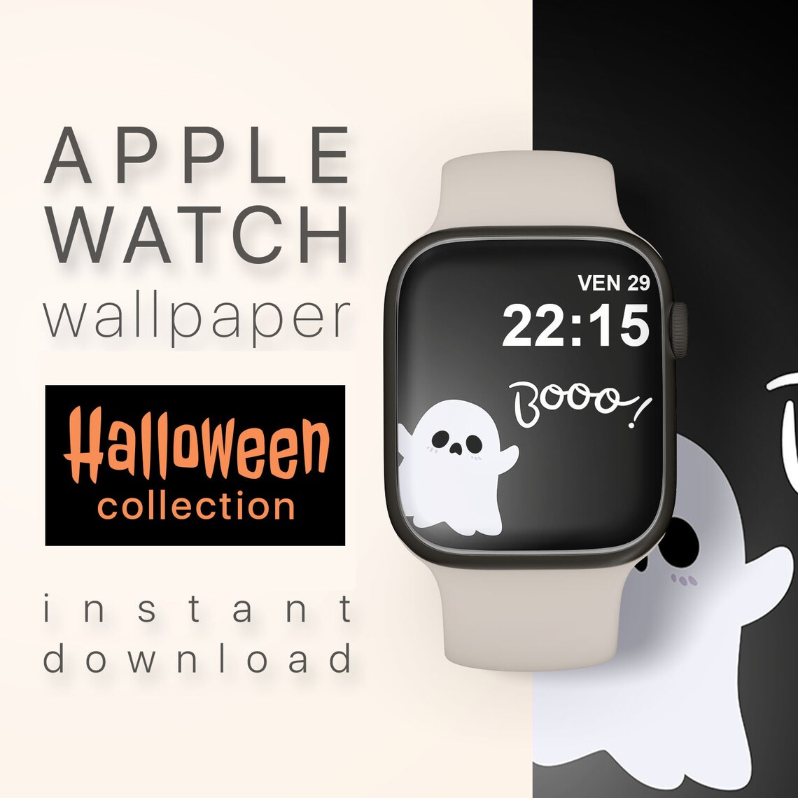 Mini Ghost Watch Cute Ghost Watch Face Halloween Apple Watch Wallpaper Ghost Watch ...
