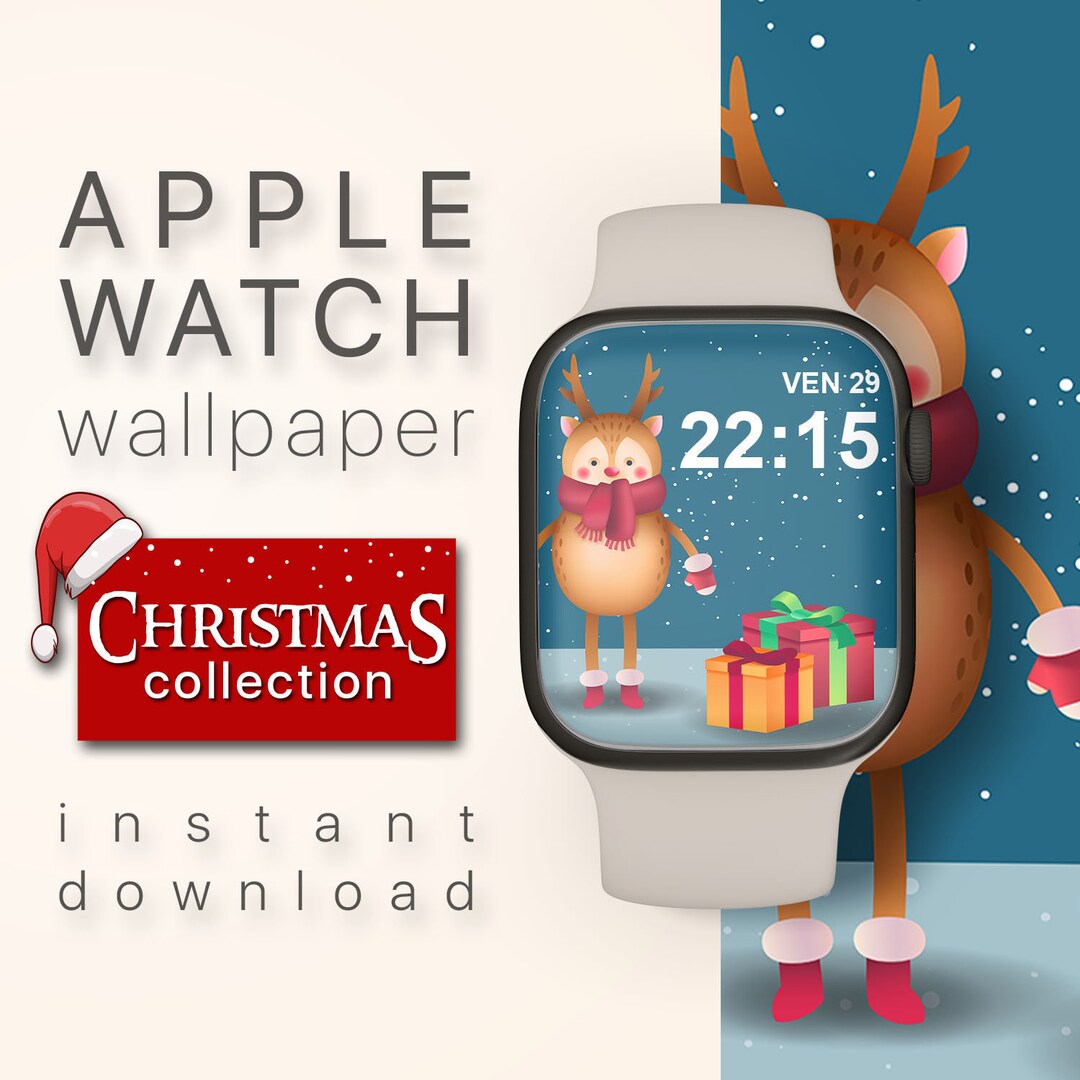 Apple Watch Face Wallpaper Christmas Reindeer Apple Watch Etsy